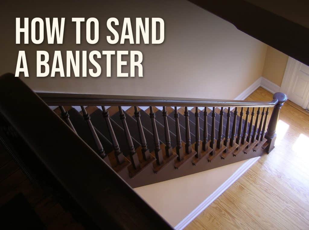 How to sand a banister: a wooden staircase handrail and spindles seen from above