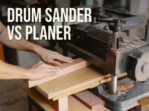 Drum sander vs planer: feeding a board into a thickness planer