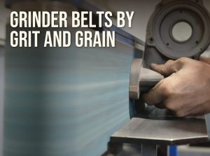 Belt grinder belts by grit and grain: a workpiece held against a running abrasive belt on a grinder platen