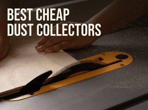 Best cheap dust collectors: sawdust thrown off a table saw blade in a home workshop