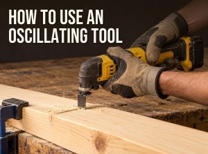 How to use an oscillating tool: a multi-tool making a plunge cut in a wooden board